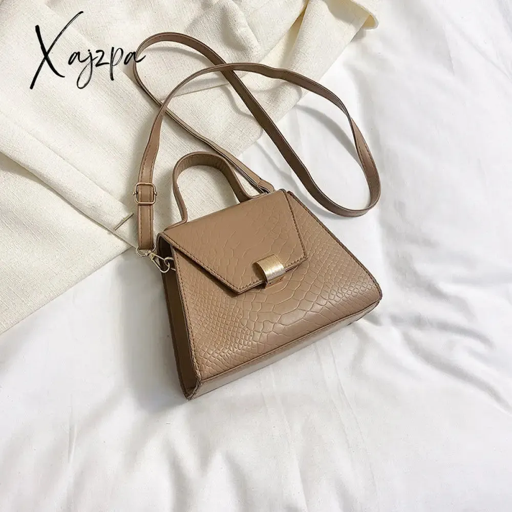 Xajzpa - Stylish Crocodile Embossed Top Handle Satchel Bag Crossbody Bag