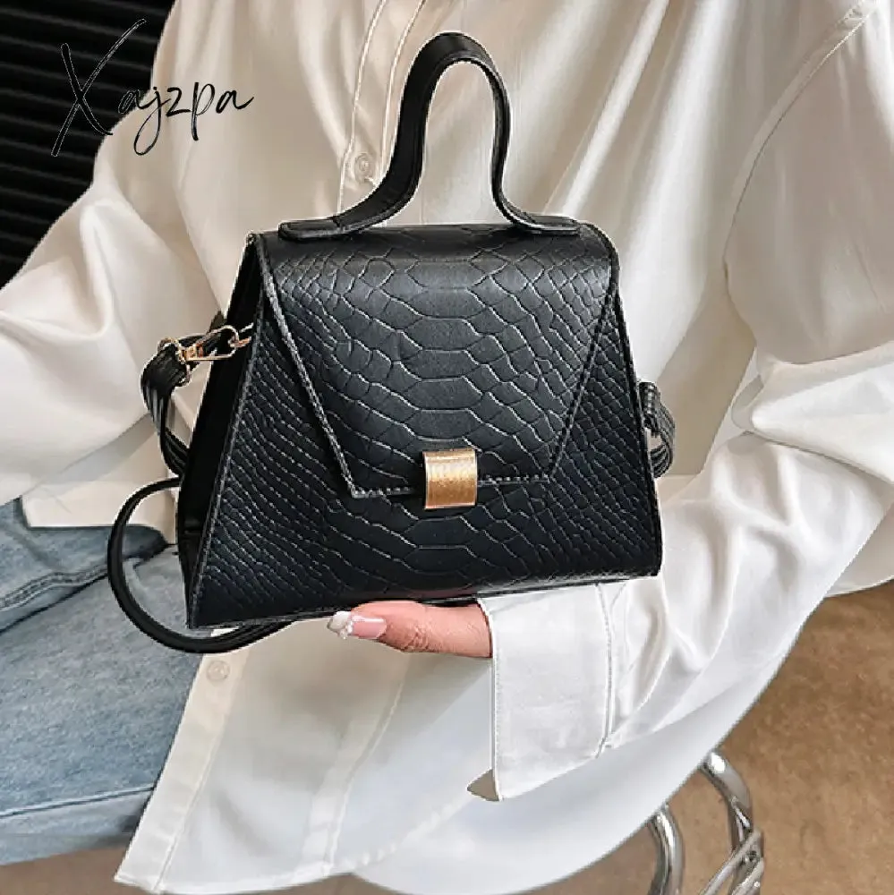 Xajzpa - Stylish Crocodile Embossed Top Handle Satchel Bag Crossbody Bag