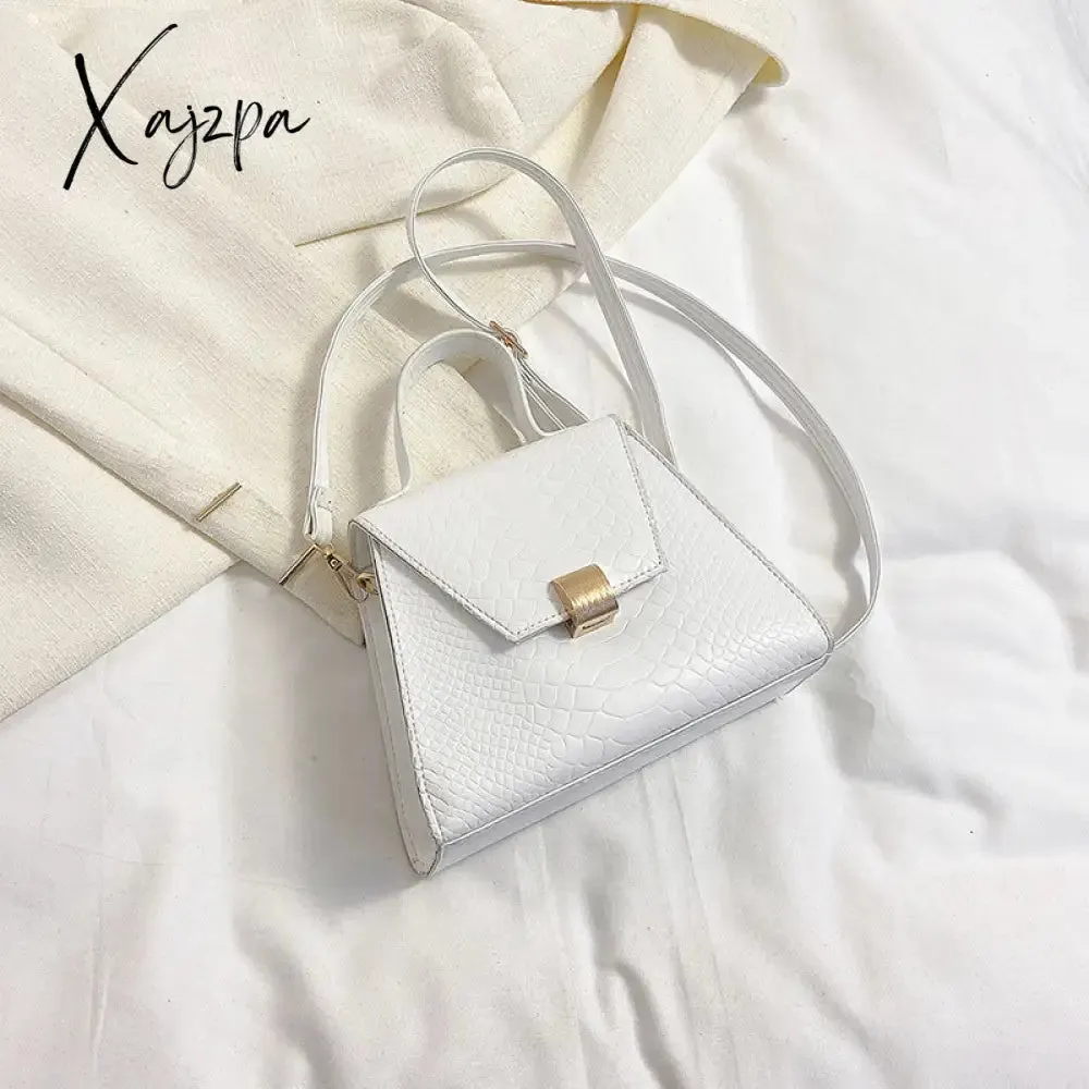Xajzpa - Stylish Crocodile Embossed Top Handle Satchel Bag Crossbody Bag