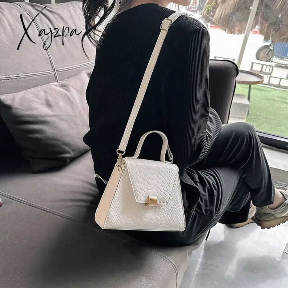 Xajzpa - Stylish Crocodile Embossed Top Handle Satchel Bag Crossbody Bag